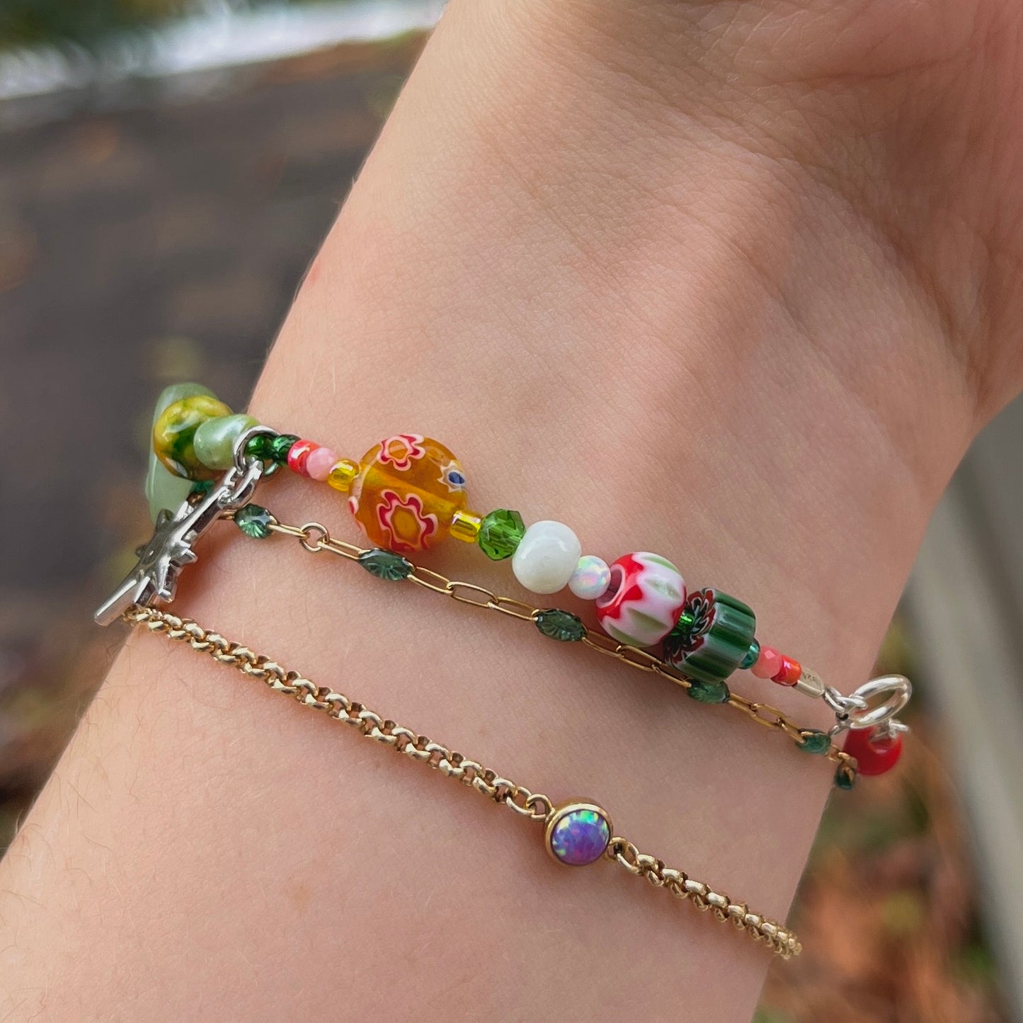 Garden Charm Beaded Bracelet | Sterling Silver Findings | One of a Kind