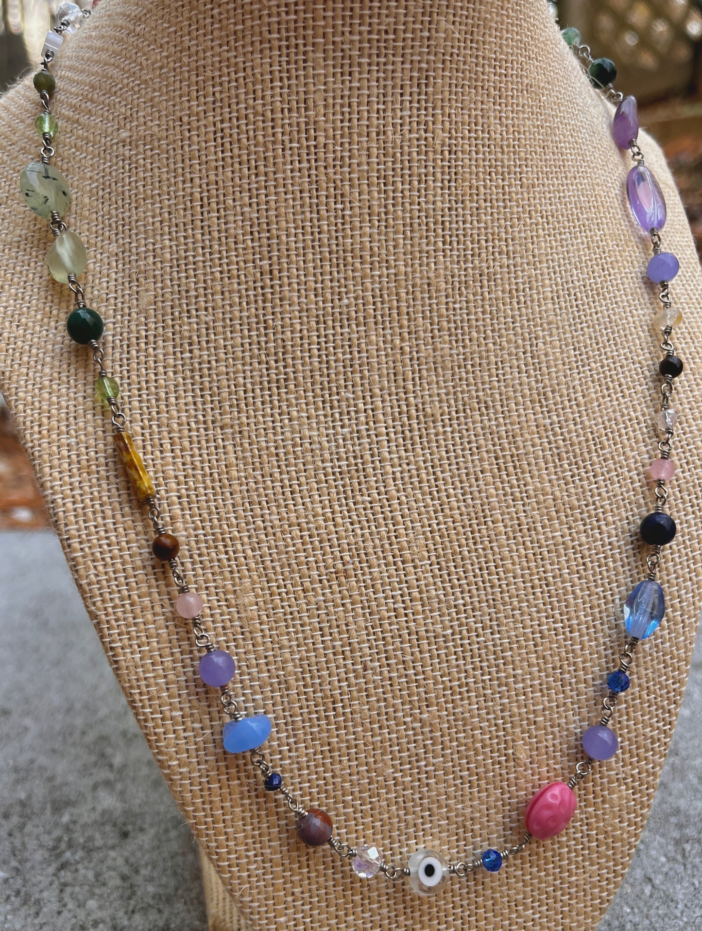 Celestial Evil Eye Beaded Necklace | Stainless Steel Wire | One of a Kind