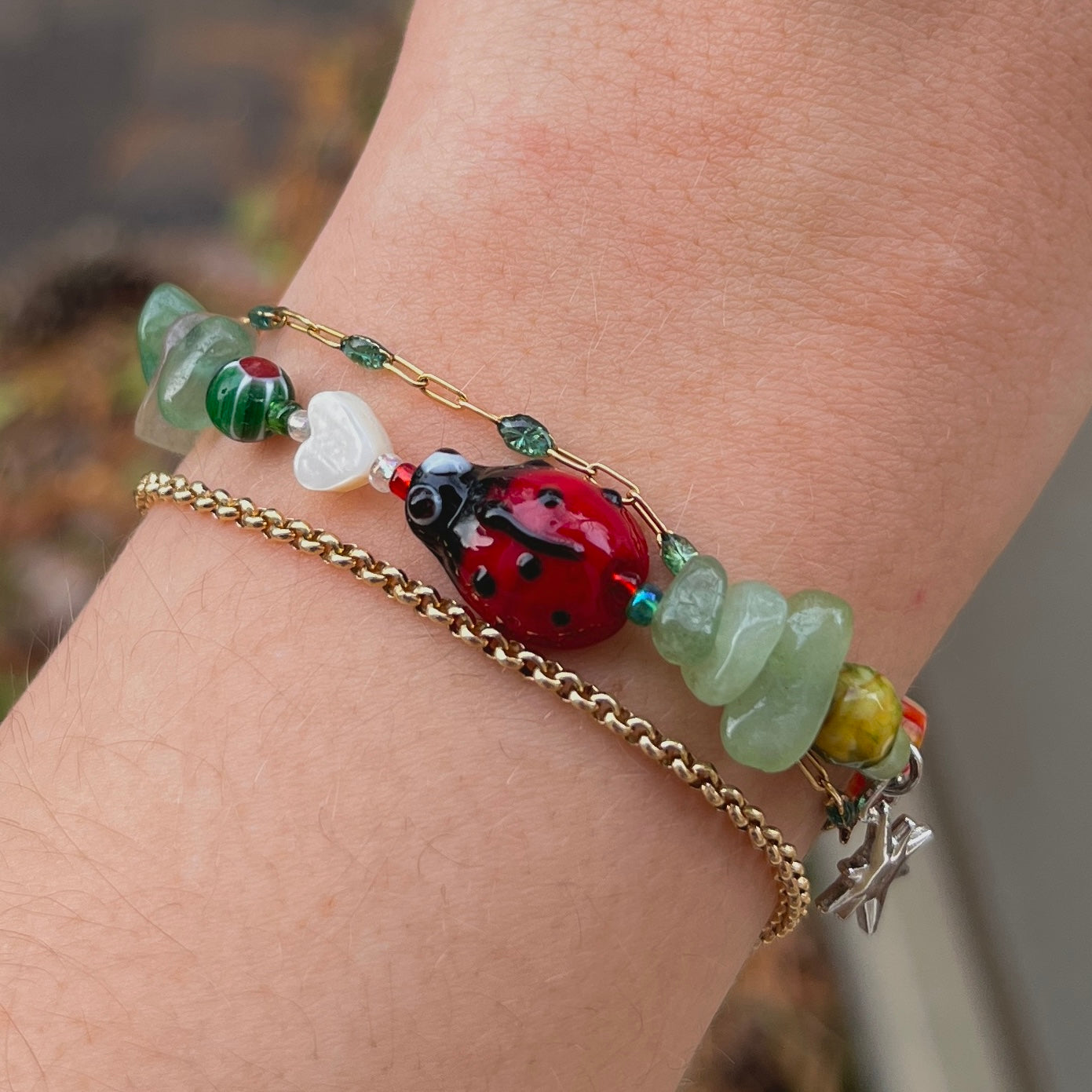 Garden Charm Beaded Bracelet | Sterling Silver Findings | One of a Kind