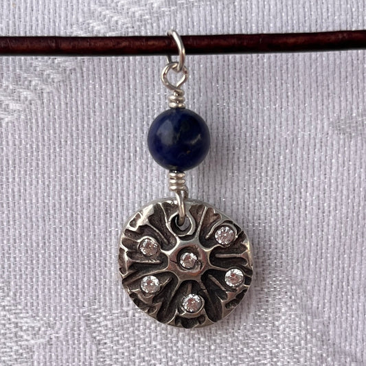 Handmade PMC Silver Sodalite Pendant Necklace