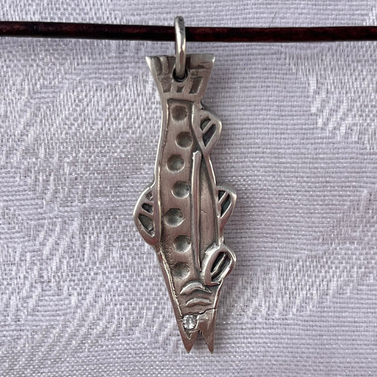 Handmade Trout Fish Pendant - PMC Silver Necklace
